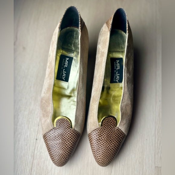 Mr. Jay Genuine Leather Made in Italy Kitten Heel Pointed Toe Shoe Women’s Sz 7 - Picture 1 of 8